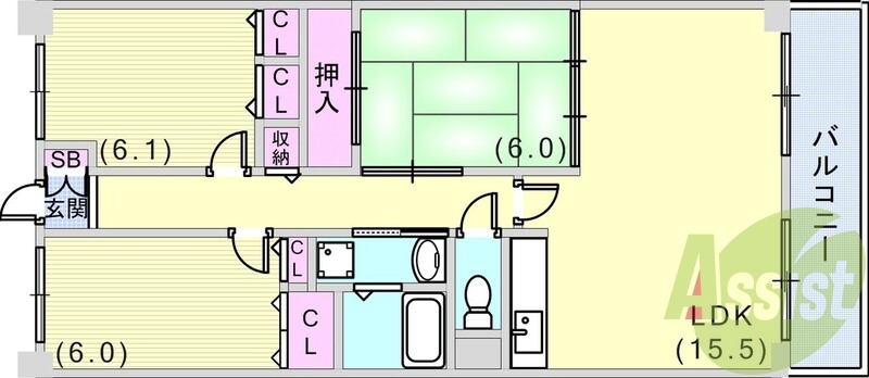 3LDK（75平米）和室・室内洗濯機置場・オートロック・収納