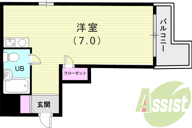 1R(16.4平米)クローゼット・靴箱・エアコン・電気コンロ