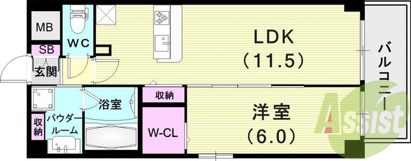 1LK（41.63平米）システムキッチン・追い焚き機能・収納