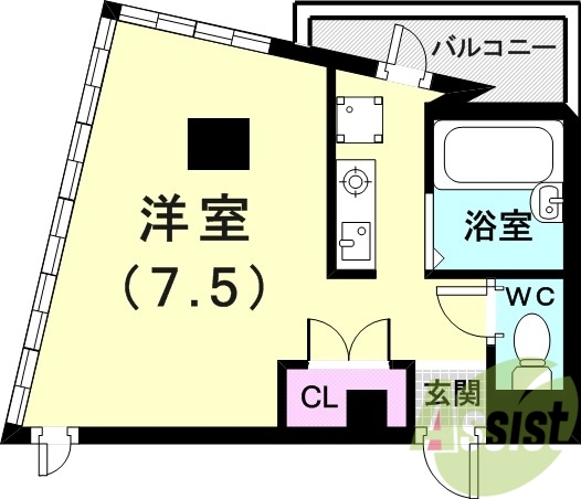 １K（２２．４８平米）ネット無料・エアコン・室内洗濯機置場