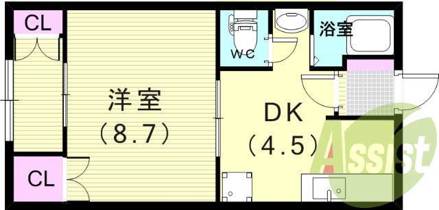 １DK（３０．０９平米）セパレート・独立洗面台・クローゼット