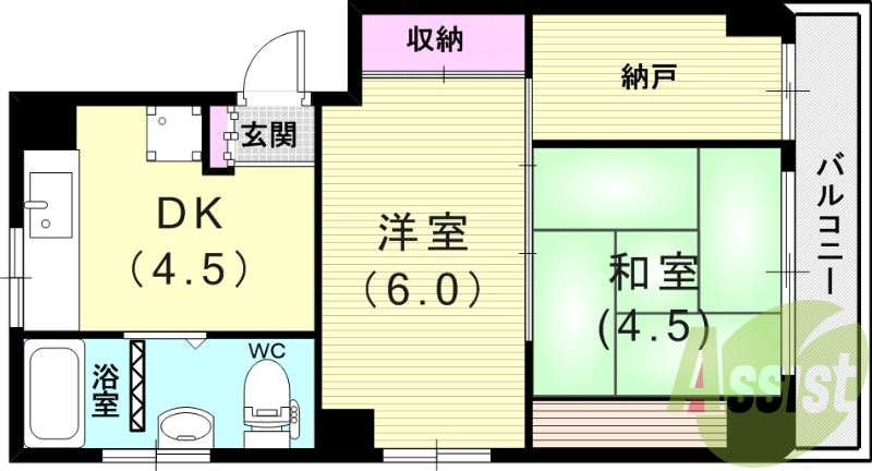 2SDK（３５平米）納戸・モニターフォン・バルコニー・収納