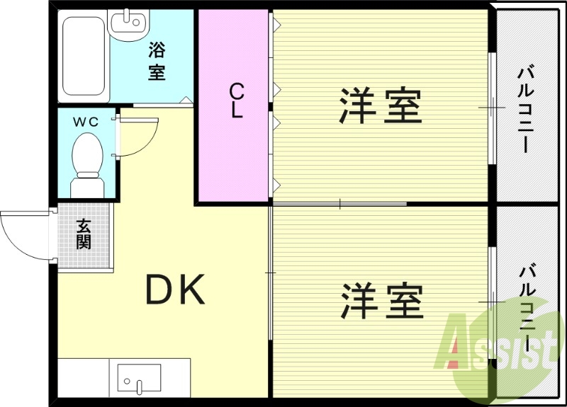 2K(30.0平米）2点セパレート・室外洗濯機置き場