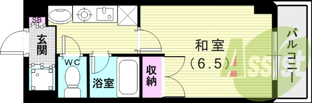 1K（２２．２平米）室内洗濯機置き場・浴室乾燥機