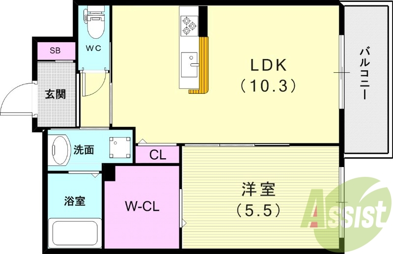 1LDK(40.79平米)エアコン・ネット使用料無料・追炊き