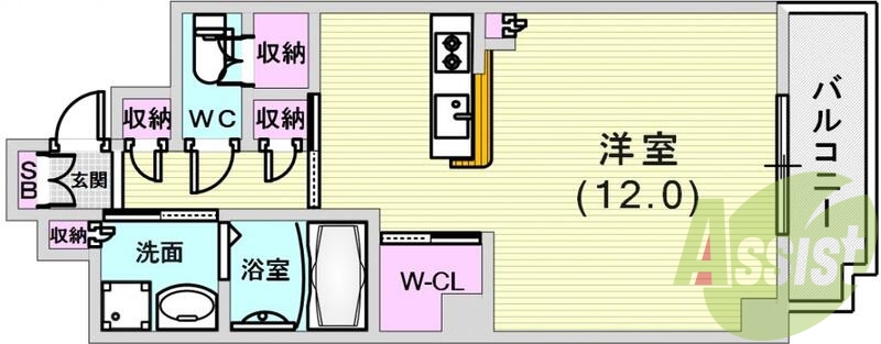 １Rの間取りです