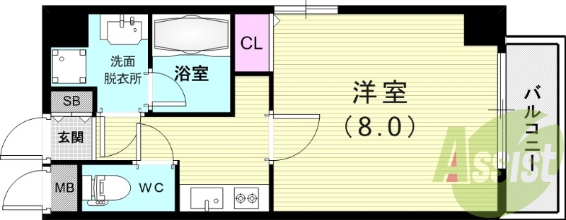 1K(26.13平米)AL・浴室乾燥機・システムキッチン