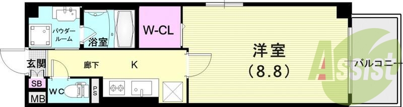 1K（29.17平米）セパレート・エアコン・室内洗濯機置場