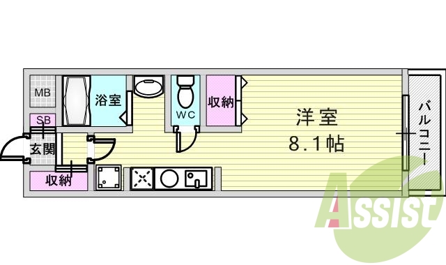 １Ｋ（２５．９１.平米）オートロック・宅配ＢＯＸ・エアコン付