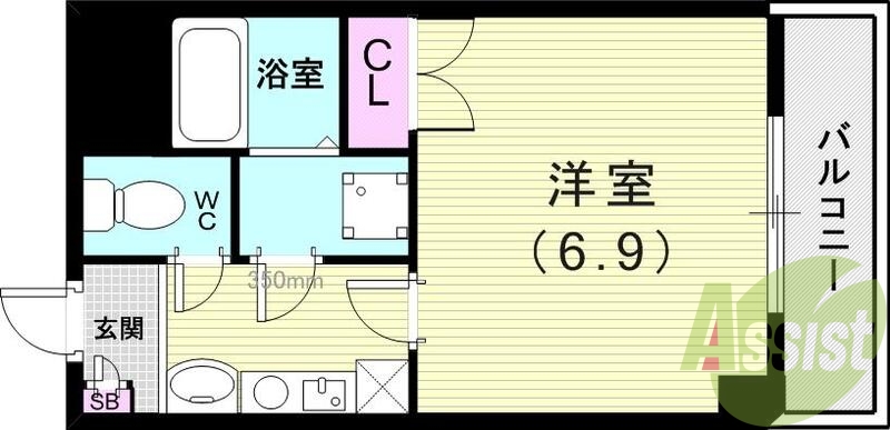 1K(23.56平米)お風呂トイレ別・モニタ付インターフォン