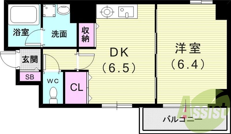1DK（30.94平米）独立洗面台・お風呂トイレ別・収納