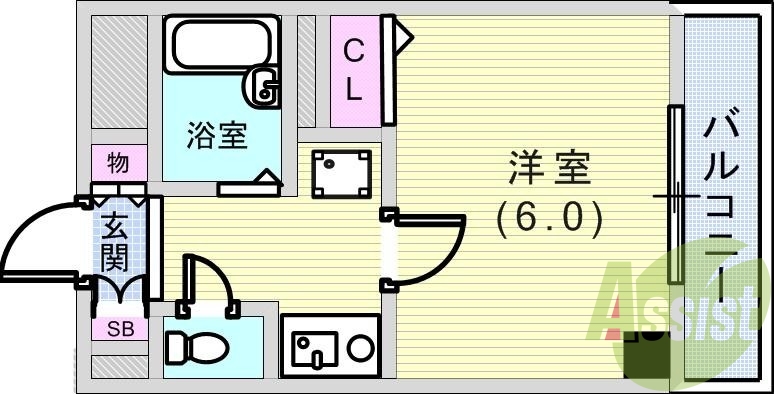 1K（20.16平米）モニター付きインターフォン