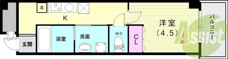 1K（25.52平米）IHコンロ・オール電化・室内洗濯機置場