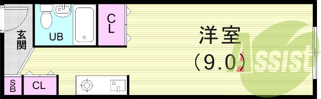 １Ｋ（２２.０４平米）室内洗濯機置場・クローゼット・下駄箱