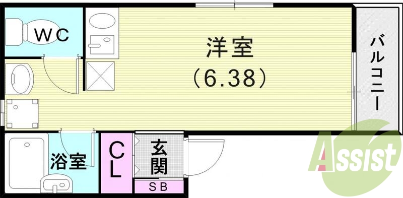 １R（16.8平米）エアコン・独立洗面台・室内洗濯機置場