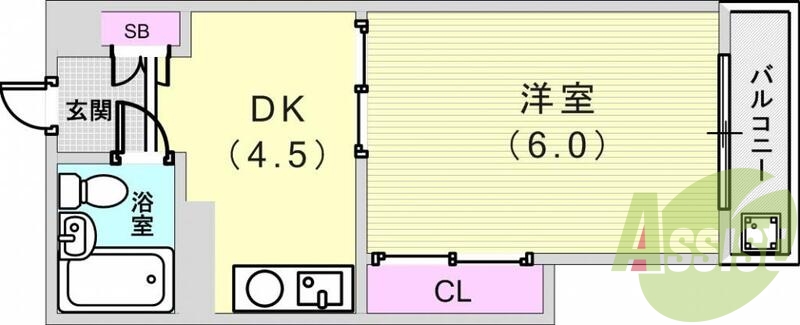 1DK（20.61平米）IHコンロ・収納・下駄箱