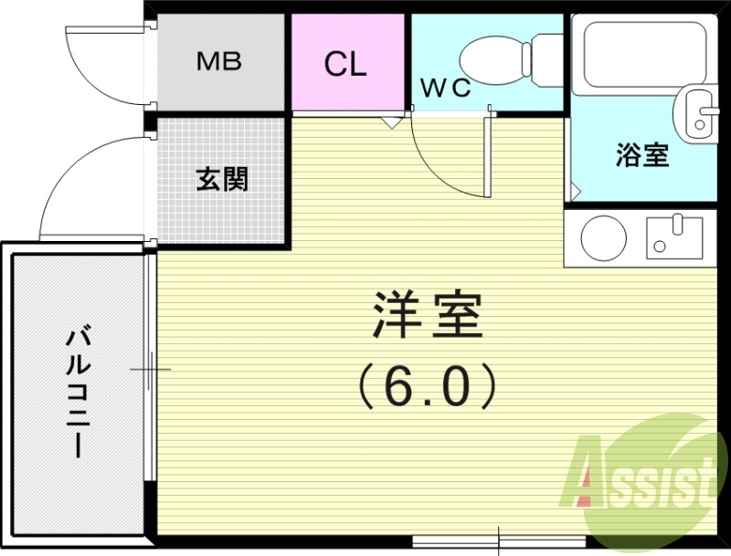 1R（18.67平米）モニター付きインターホン・エアコン