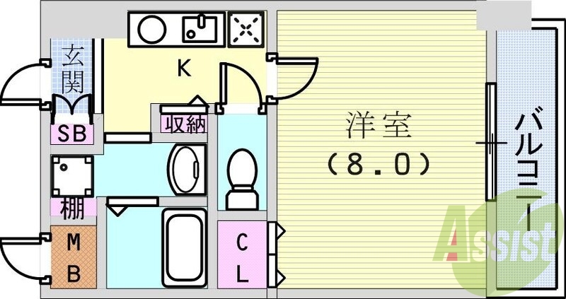 １Ｋ（２６．５平米）洗髪洗面化粧台・室内洗濯機置場・脱衣所
