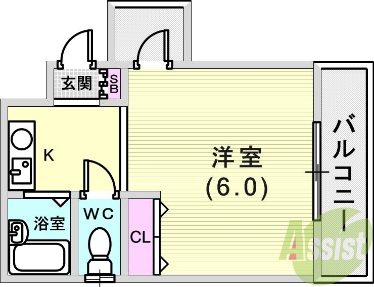 １Ｒ（２２平米）ミニ冷蔵庫・エアコン・バストイレセパレート