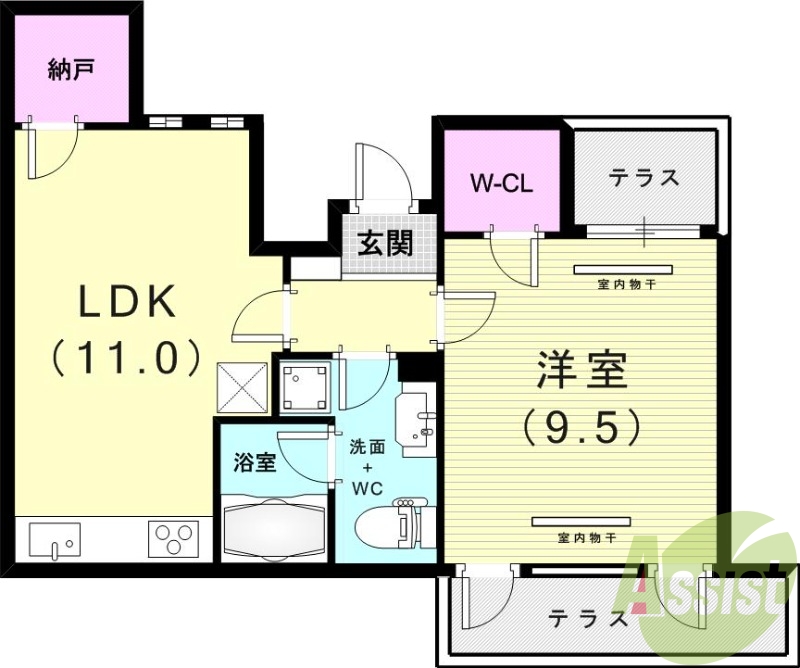 1LDK（51.28平米）エアコン・システムキッチン・収納