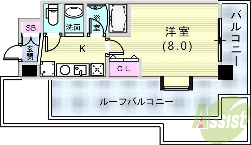1K（25.22平米）オートロック・エレベーター