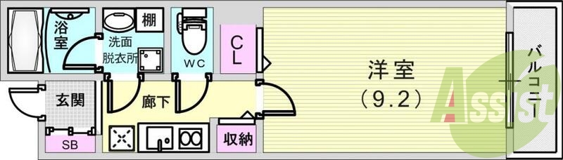 1K(28.76平米)セパレート・浴室乾燥機・下駄箱