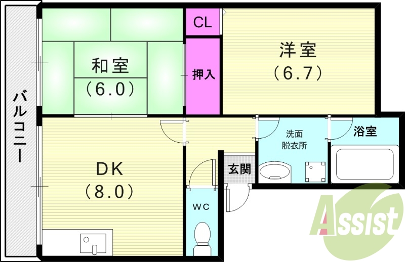 2DK（50.0平米）独立洗面台・シャンプードレッサー