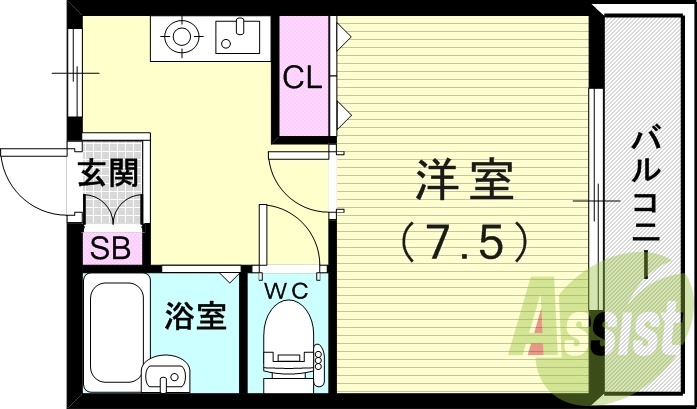 1K（31平米）シューズボックス・エアコン