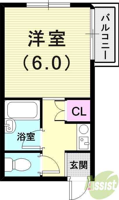 １Ｋ（１８．０平米）エアコン・ＩＨコンロ・クローゼット・給湯