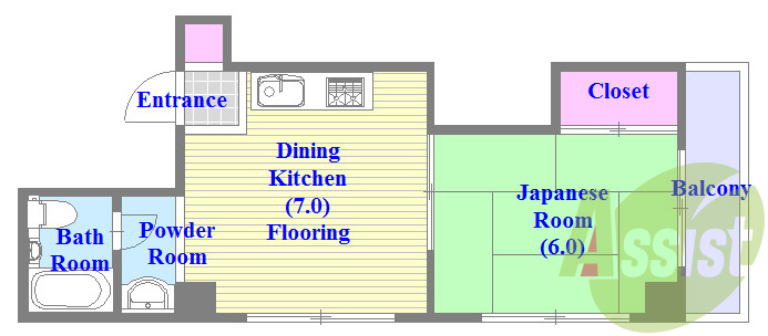 ゆったりくつろげる単身さん向けの間取り。