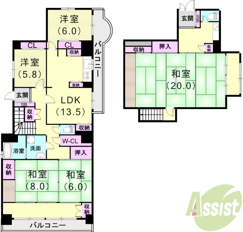 5LDK（140.5平米）温水洗浄便座・2面バルコニー・収納