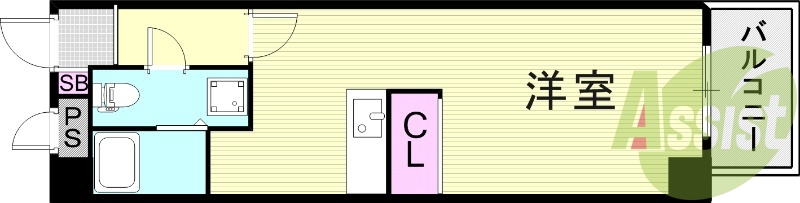 ワンルーム（２３平米）エアコン・室内洗濯パン・ウォシュレット