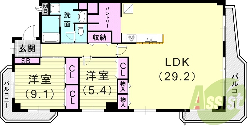 2LDK(97.55平米)