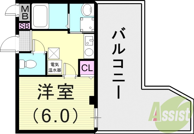 1K（23.75平米）オール電化・洗髪洗面化粧台