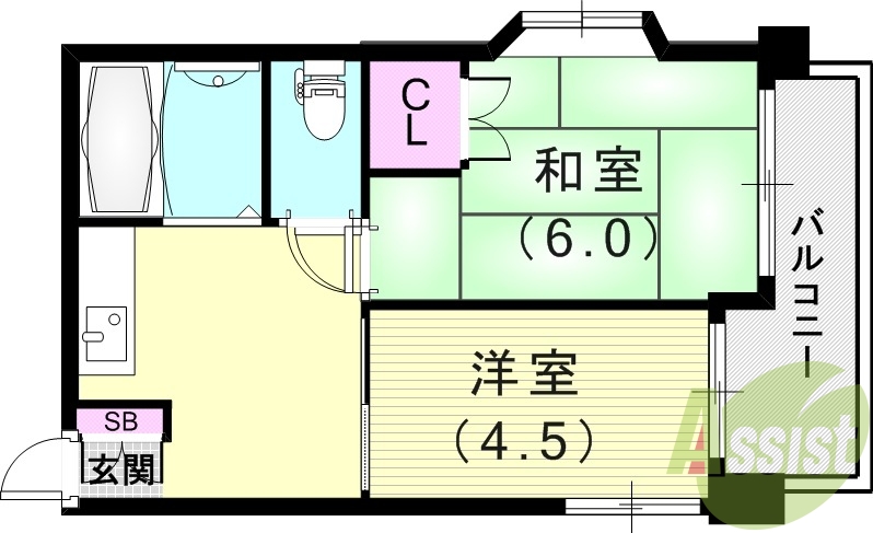 2DK（30.01平米）角部屋・温水洗浄便座・ネット無料
