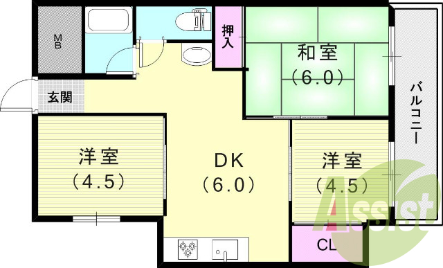 3DK（５２．０平米）ペット相談・南向き・エレベーター