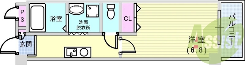 1K（25.51平米）独立洗面台・エアコン・室内洗濯機置場