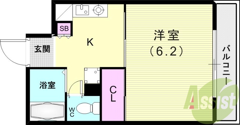1ＤＫ（24平米）エアコン・ガスコンロ・洗濯機置き場・収納
