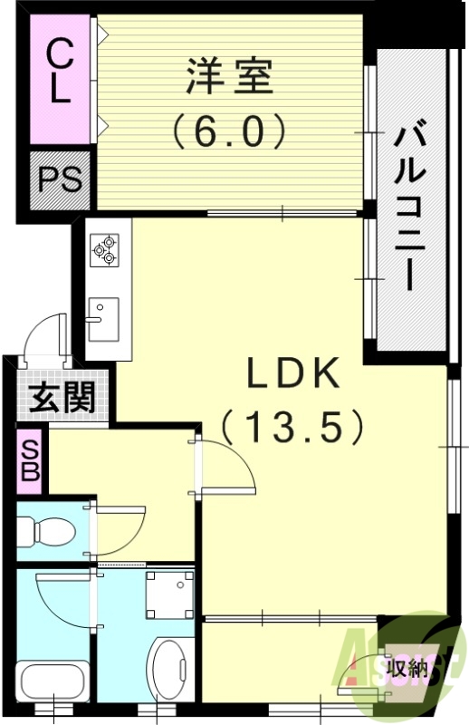 1LDK(60.13平米)システムキッチン・モニターホン