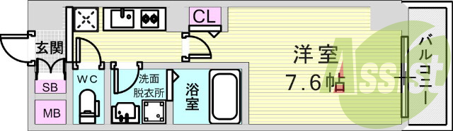1K(24.07平米)システムキッチン・浴室乾燥機