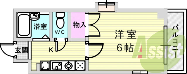 1K（19.73平米）エアコン・ネット無料・オートロック
