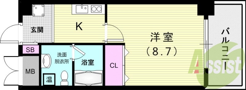 1K（28.08平米）室内洗濯機置場・お風呂トイレ別・収納