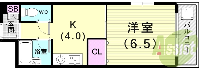 １K（25.83平米）ネット無料・TVモニターホン・収納