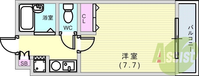 1K（21.64平米）風呂トイレ別・IHコンロ・収納
