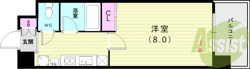 1K（24.92平米）浴室乾燥機・2口コンロ・独立洗面台
