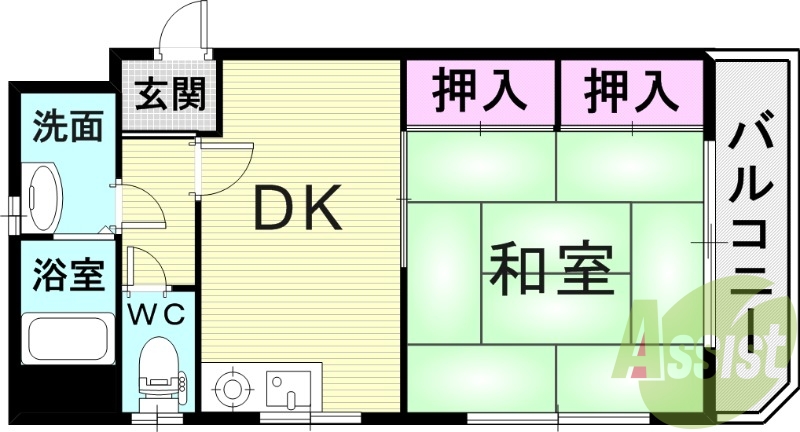 広く使える１DKタイプ！落ち着く和室です。