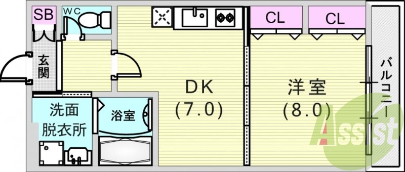 1DK（40平米）システムキッチン・モニターホン・ガスコンロ