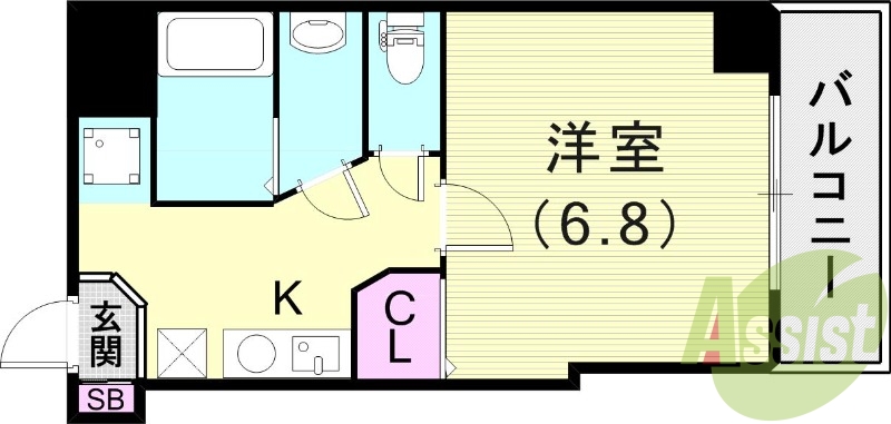 1K（25.30平米）モニター付きインターホン・エアコン