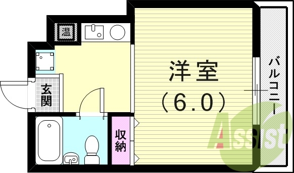 1Ｋ（18.22平米）エアコン・モニターホン・バルコニー