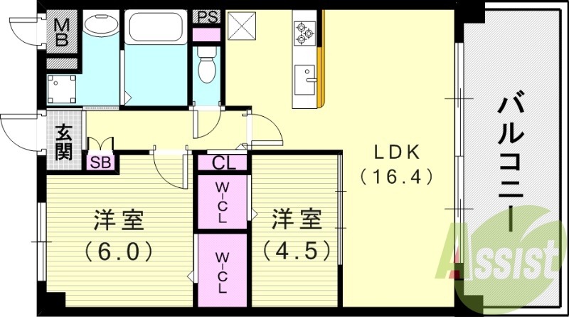 2LDK（62.07平米）浴室乾燥機・追い焚き・ネット無料